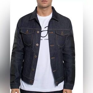 Sean John Dark Indigo Denim Jacket with Contrast Stitching